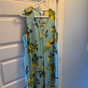 J. Jill Linen Sleeveless Lemon Print Dress